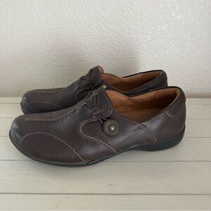 Clarks Unstructured Un.Loop Brown Leather Slip On Loafers Shoes Womens Size 7